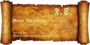 Neer Balbina névjegykártya